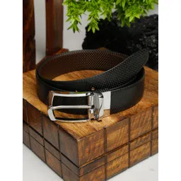 LOUIS STITCH Men Black Textured Reversible Leather Belt-picture-20