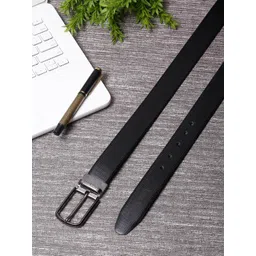 LOUIS STITCH Men Black Textured Reversible Leather Formal Belt-picture-12