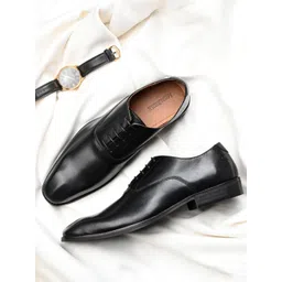 LOUIS STITCH Men Jet Black Italian Crust Leather Formal Derbys-picture-26