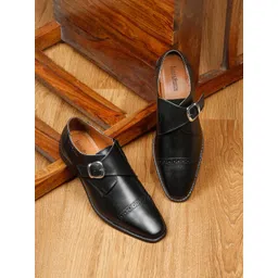 LOUIS STITCH Men Perforated Premium Leather Formal Monk Shoes-picture-11