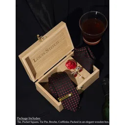 LOUIS STITCH Men Polka Dots Printed Silk Necktie Accessory Gift Set-picture-34