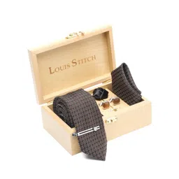 LOUIS STITCH Men Printed Italian Silk Necktie Accessory Gift Set-picture-30