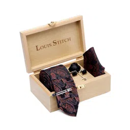 LOUIS STITCH Men Printed Italian Silk Necktie Accessory Gift Set-picture-31