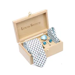 LOUIS STITCH Men Printed Italian Silk Necktie Accessory Gift Set-picture-39