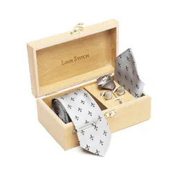 LOUIS STITCH Men Printed Italian Silk Necktie Accessory Gift Set-picture-40
