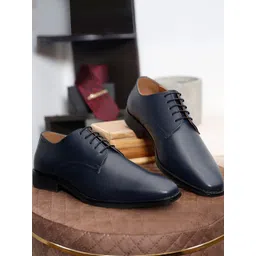 louis stitch Men Prussian Blue Premium Italian Leather Formal Derby Shoes-picture-26
