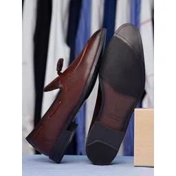 louis stitch Men Rosewood Leatherette Formal Slip On Shoes Tassel Moccasins-picture-23