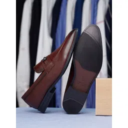 louis stitch Men Rosewood Leatherette Moccasins Formal Shoes-picture-16