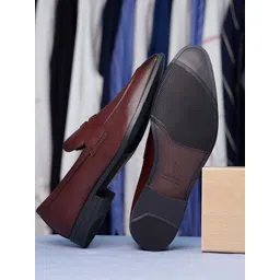 louis stitch Men Rosewood Leatherette Moccasins Formal Shoes-picture-30