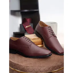 Louis Stitch Men Rosewood Premium Italian Leather Formal Derby Shoes-picture-12