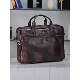 LOUIS STITCH 
Men Textured Leather Dual Tone Laptop Bag-picture-22