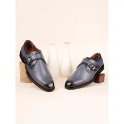 Louis Stitch Men's Ash Grey Monk Shoes-picture-24