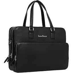 louis stitch Men's Black Italian Leather Laptop Bag Multifunctional Executive Briefcase with Shoulder Strap Work Formal Office Travel Business (LB-FSC-JB)-picture-58