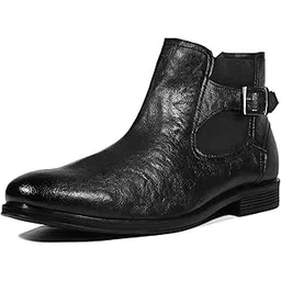 louis stitch Mid-Top Ankle Shrunken Chelsea Boots for Men | Men’s Slip-On Boots with Side Buckle | Casual and Semi Formal Chelsea Boots for Men | LSLXSHCLB-picture-10