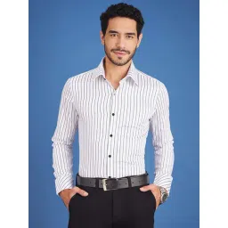 Louis Stitch White Cotton Regular Fit Striped Shirt-picture-46