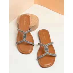 LOUIS STITCH Women Open Toe Cross Strap Lightweight Flats image 1