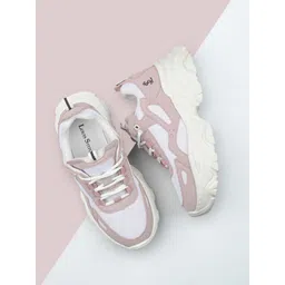 LOUIS STITCH Women Pink & White Lace-Up Sneakers-picture-10