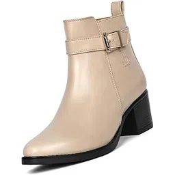 louis stitch Women’s Beige Mid-Top Ankle Boots | Elegant Neck Belt Buckle Chelsea Boots | Slip-On Boots for Women | Boot for Casual Outings| LSLD-CLBT-NBBBG-picture-20