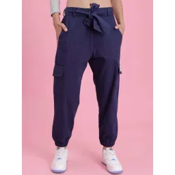 Lounge Dreams Blue Cotton Plain Trousers-picture-19