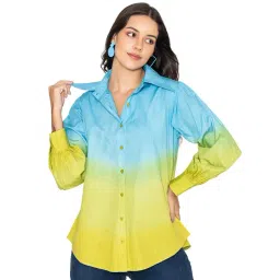 Lounge Dreams Blue Cotton Regular Tie & Dye Casual Shirts-picture-14