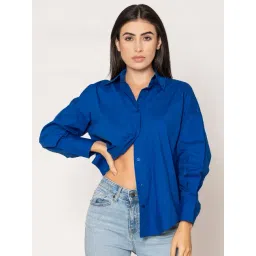 Lounge Dreams Blue Cotton Solid Casual Shirt-picture-48