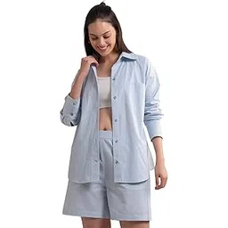 lounge dreams Blue Striped Cotton Shorts Co-ords-picture-31