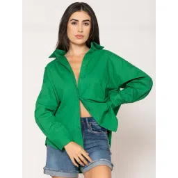Lounge Dreams Green Cotton Solid Casual Shirt-picture-21