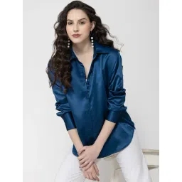 Lounge Dreams Navy Blue Relaxed Fit Polyestercasual shirts-picture-39