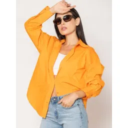 Lounge Dreams Orange Cotton Solid Casual Shirt-picture-30