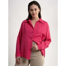 Lounge Dreams Pink Cotton Regular Fit Shirt-picture-29