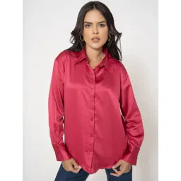 Lounge Dreams Pink Relaxed Fit Satincasual shirts-picture-43
