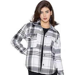 lounge dreams White & Black Oversized Tartan Check Shacket-picture-20