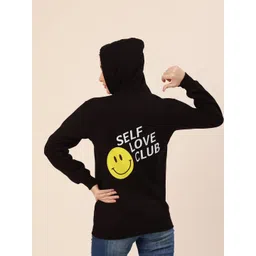 Lounge Dreams Women Black Printed Cotton Hooded Sweatshirt-picture-22