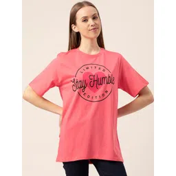 Lounge Dreams Women Pink & Black Printed Pure Cotton Lounge T-shirt-picture-23