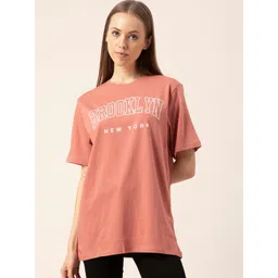 Lounge Dreams Women Pink & White Printed Pure Cotton Lounge T-shirt-picture-10