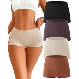 louryn koulyn Womens Seamless Boy Shorts Underwear Soft Stretch No Show Boxer Shorts Briefs Panties for Ladies 4 Pack-picture-30