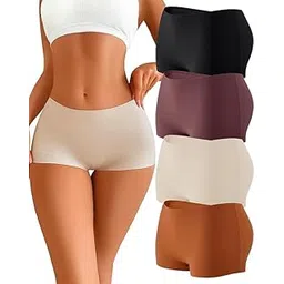 louryn koulyn Womens Seamless Boy Shorts Underwear Soft Stretch No Show Boxer Shorts Briefs Panties for Ladies 4 Packs-picture-32