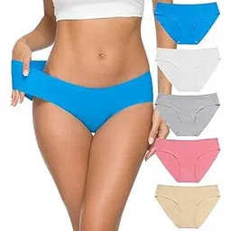louryn koulyn Women's Seamless Underwear for Women No Show Panties Soft Stretch Hipster Bikini Underwears (Pack of 5) (Multicolour)-picture-45