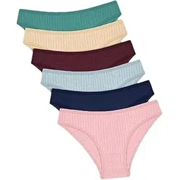 LOURYN KOULYN® 6PCS/Set Women's Cotton Panties Soft Striped Underpants Solid Color Briefs Female Comfortable Stretch Underwear-picture-27