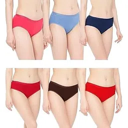 LOURYN KOULYN® Women's Lycra Cotton Panties Mid Waist Panties for Women Combo Pack (Pack of 6) (Multicolour)-picture-11