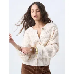 LOV by Westside Beige Knit-Textured Cardigan-picture-11