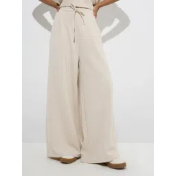 LOV by Westside Beige Solid Mid-Rise Pants-picture-18