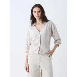 LOV by Westside Beige Stripes Shirt-picture-32