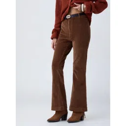 LOV by Westside Brown Bootcut High-Rise Corduroy Trousers-picture-18