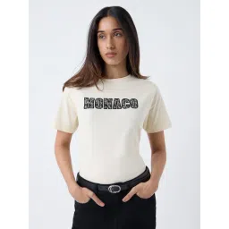 LOV by Westside Cream Typographic Cotton T-Shirt-picture-30