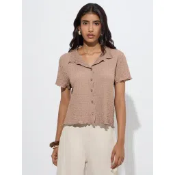 LOV by Westside Dark Beige Self-Textured Shirt-picture-21
