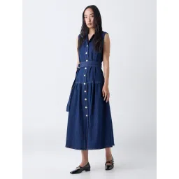 LOV by Westside Dark Blue Denim Shirt Dress with Belt-picture-32