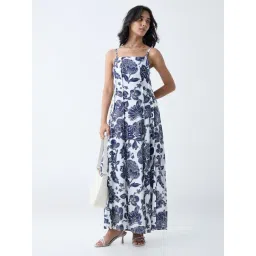 LOV by Westside Navy Floral Detailed A-Line Dress-picture-42