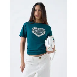 LOV by Westside Teal Printed Cotton T-Shirt-picture-34