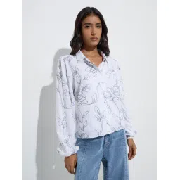 LOV by Westside White Floral Embroidered Shirt-picture-32